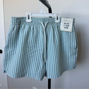 Abercrombie & Fitch Light Blue Striped Mens's Swim Trunks